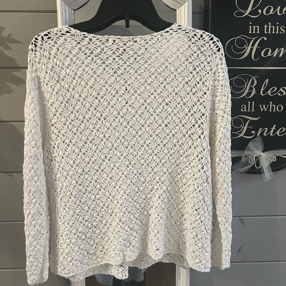 So Nice! White Sweater. Cute Button Front - image 5